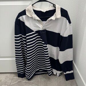 J Crew Striped Rugby Polo Long Sleeve Shirt
